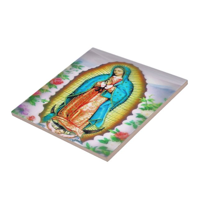Our Lady of Guadalupe Floral Tile (Side)