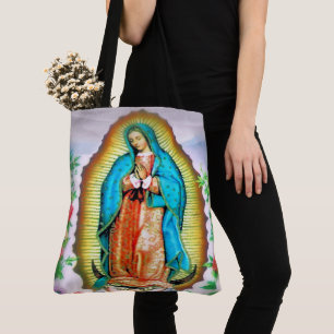 Our Lady of Guadalupe Floral Tote Bag