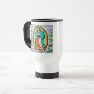 Our Lady of Guadalupe Floral Travel Mug