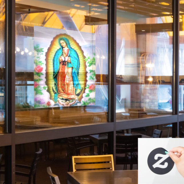 Our Lady of Guadalupe Floral Window Cling (Restaurant Window)