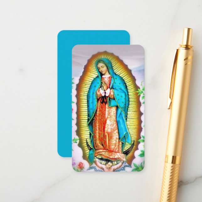Our Lady of Guadalupe Floral with Prayer Enclosure Card (Front/Back In Situ)