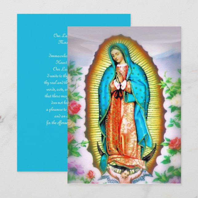 Our Lady of Guadalupe Floral with Prayer Holiday Card (Front/Back)