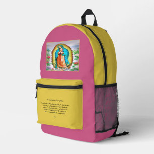Our Lady of Guadalupe Floral with Prayer Printed Backpack