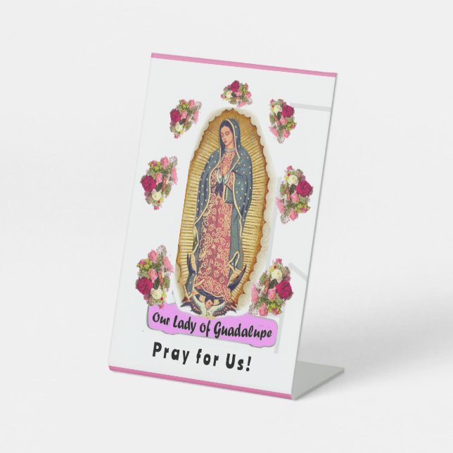 Our Lady of Guadalupe Folded Greeting Card Pedestal Sign (Front)