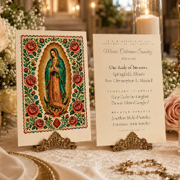 Our Lady of Guadalupe Folk Art Baptism Keepsake Place Card