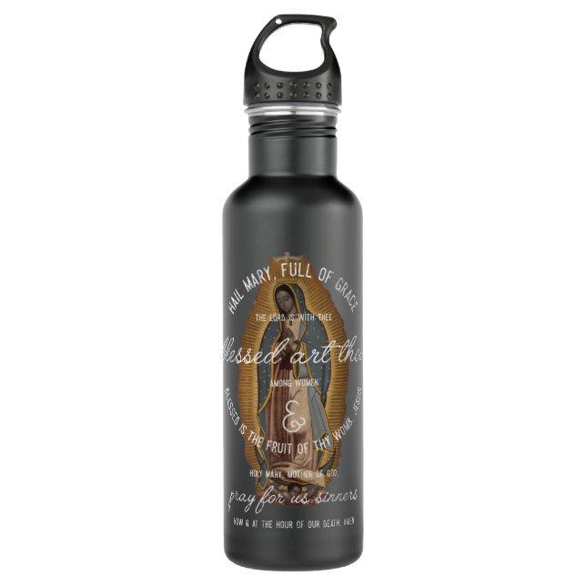 Our Lady of Guadalupe Hail Mary Prayer Catholic Gi 710 Ml Water Bottle (Front)