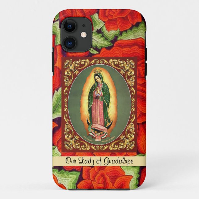 Our Lady of Guadalupe in Prayer w Roses Case-Mate iPhone Case (Back)