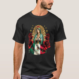 Our Lady of Guadalupe in Roses Flowers - Catholic T-Shirt