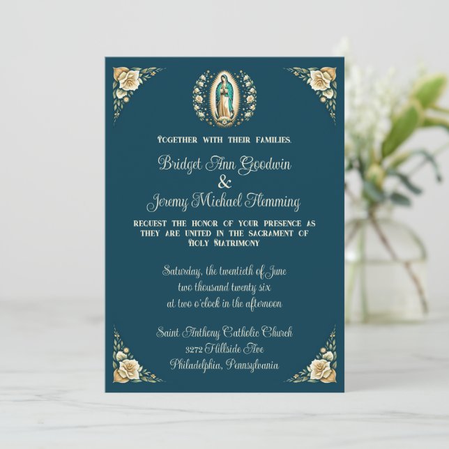Our Lady of Guadalupe Inspired Wedding Invitation (Standing Front)
