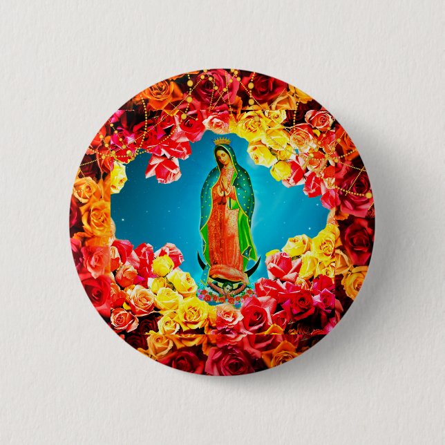 Our Lady of Guadalupe Jeans Jacket Button (Front)