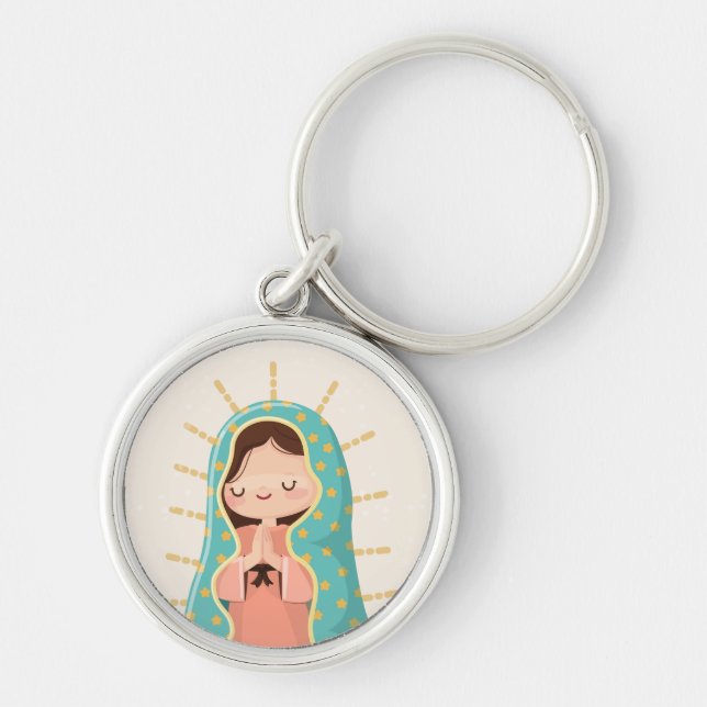 Our Lady of Guadalupe Kawaii Style Key Ring (Front)