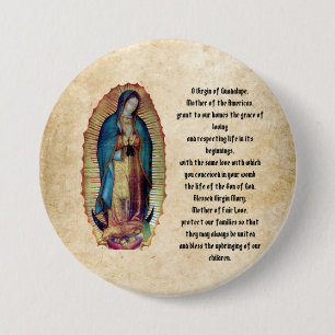 Our Lady of Guadalupe, Nuestra Señora de Guadalupe 7.5 Cm Round Badge