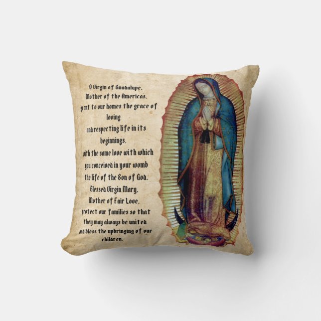 Our Lady of Guadalupe, Nuestra Señora de Guadalupe Cushion (Front)