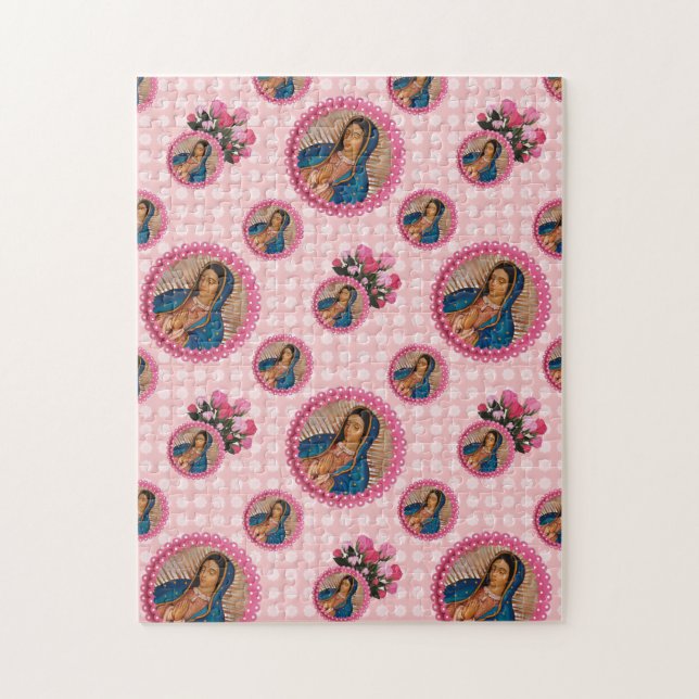 Our Lady of Guadalupe Pink Roses Notebook Jigsaw Puzzle (Vertical)