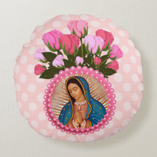 Our Lady of Guadalupe Pink Roses  Throw Pillow