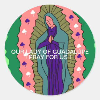 OUR LADY OF GUADALUPE PLEASE PRAY FOR US ! CLASSIC ROUND STICKER