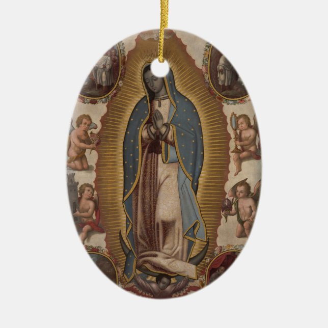 OUR LADY OF GUADALUPE PRAY FOR US CERAMIC TREE DECORATION (Front)