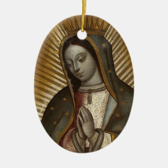 OUR LADY OF GUADALUPE PRAY FOR US CERAMIC TREE DECORATION (Front)
