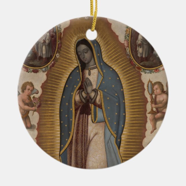OUR LADY OF GUADALUPE PRAY FOR US CERAMIC TREE DECORATION (Front)