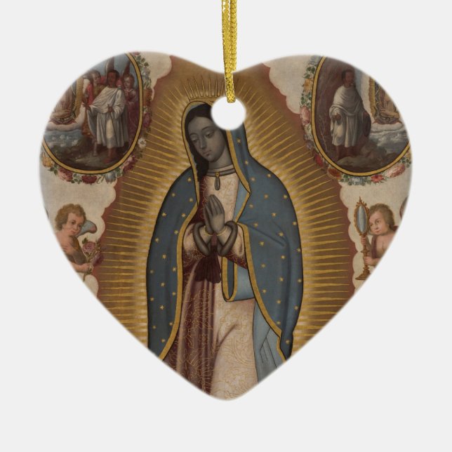 OUR LADY OF GUADALUPE PRAY FOR US CERAMIC TREE DECORATION (Front)