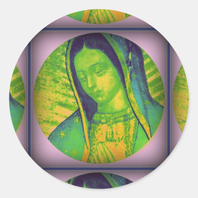 OUR LADY OF GUADALUPE PRAY FOR US CLASSIC ROUND STICKER (Front)