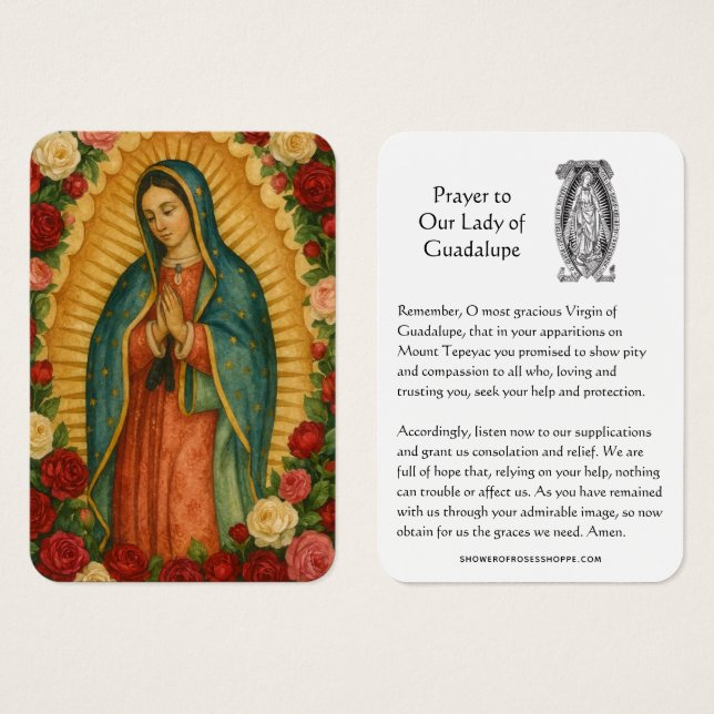 Our Lady of Guadalupe Prayer Holy Card (Front & Back)