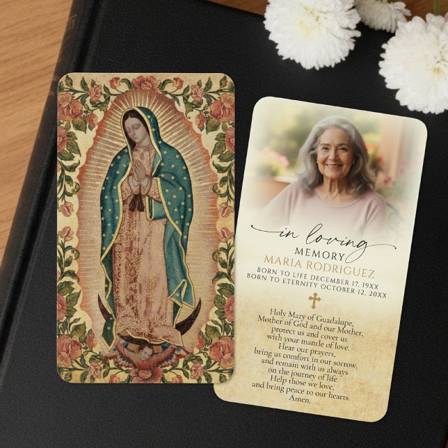 Our Lady of Guadalupe Prayer Photo Sympathy Cards (Creator Uploaded)