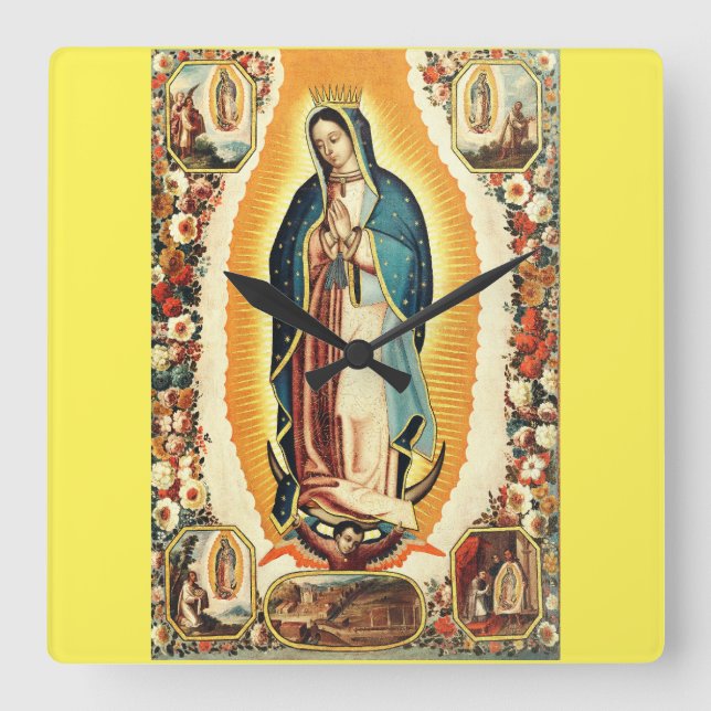 Our Lady Of Guadalupe Radiant Art Square Wall Clock (Front)