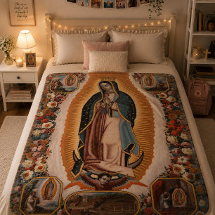 Our Lady of Guadalupe Religious Catholic Mexico Fleece Blanket