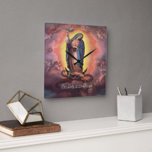 Our Lady of Guadalupe Rev 12 Square Wall Clock