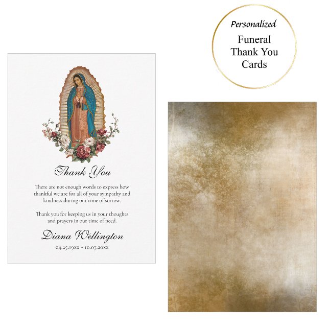 Our Lady of Guadalupe Roman Catholic Funeral  Thank You Card (Creator Uploaded)