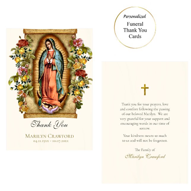 Our Lady of Guadalupe Roman Catholic Memorial Thank You Card (Creator Uploaded)