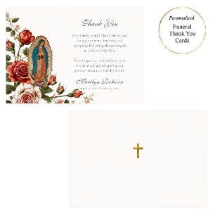 Our Lady of Guadalupe Roses Catholic Funeral Thank You Card