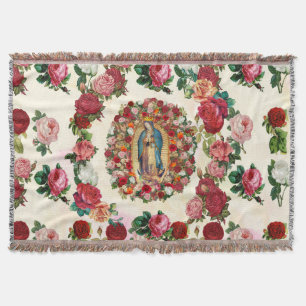 Our Lady of Guadalupe Roses Potpourri  Throw Blanket