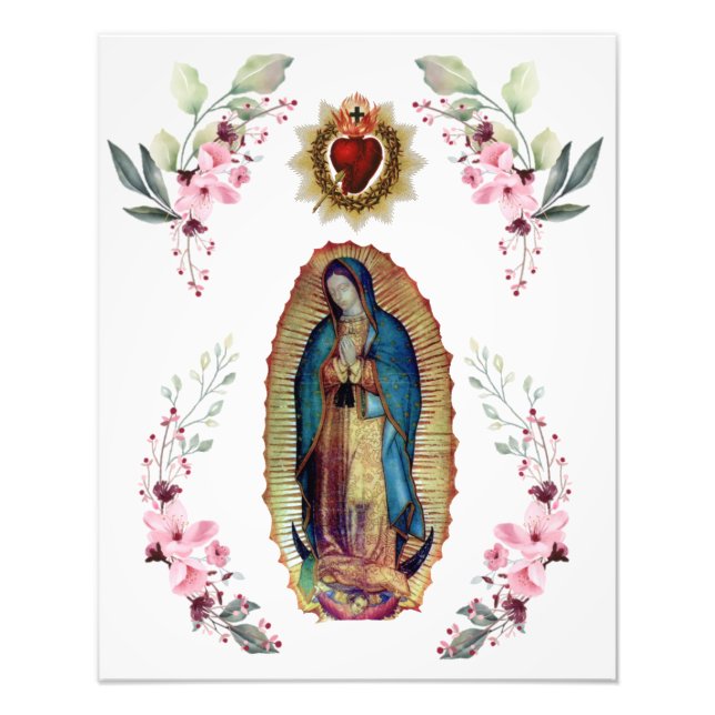 Our Lady of Guadalupe, Sacred Heart of Jesus Photo Print (Front)