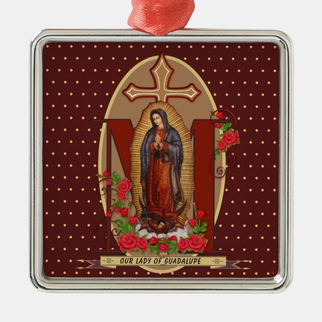 Our Lady of Guadalupe Santa Maria Spanish Virgin Metal Tree Decoration (Front)