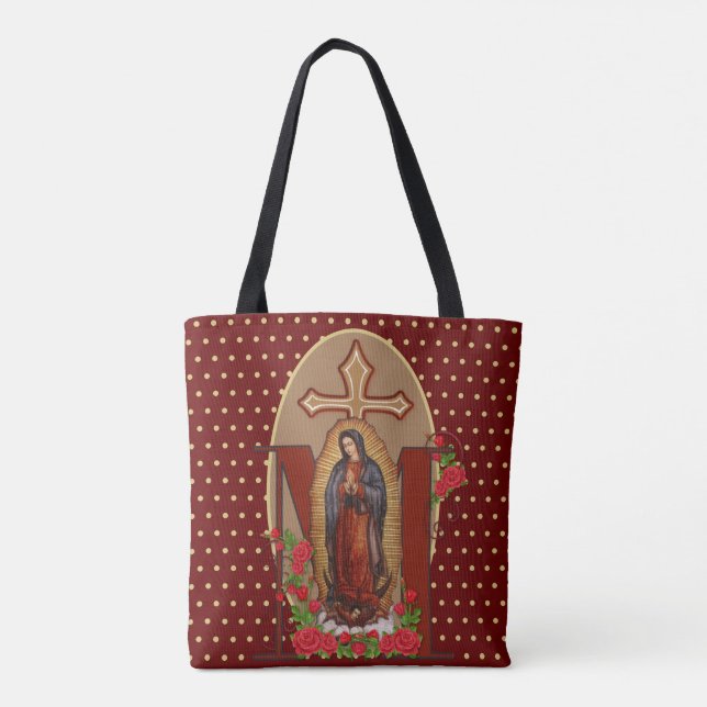 Our Lady of Guadalupe Santa Maria Spanish Virgin Tote Bag (Back)