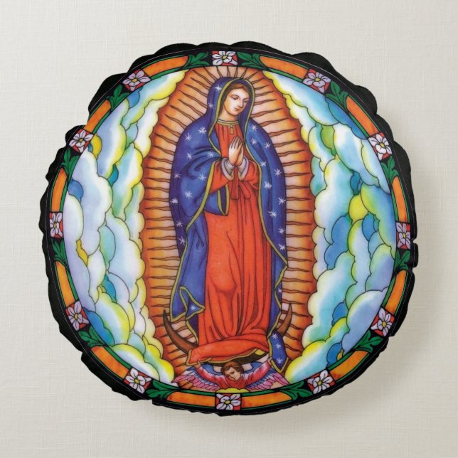Our Lady of Guadalupe Sofa Bed Chair Round Cushion (Front)