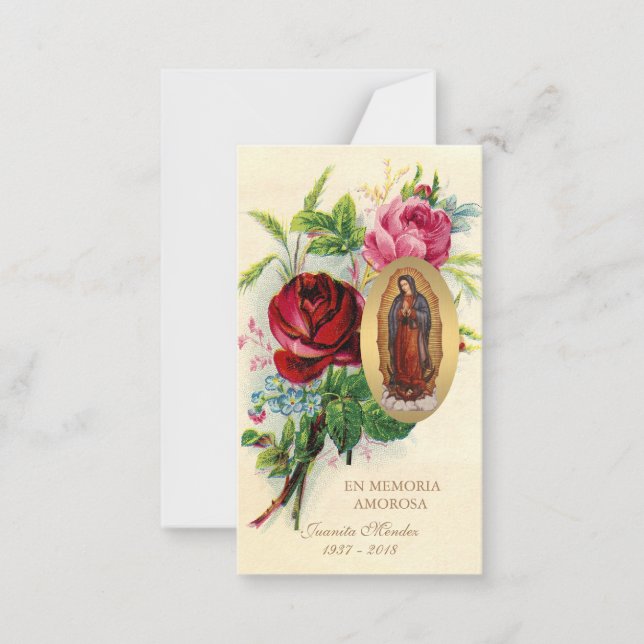 Our Lady of Guadalupe Spanish Funeral Holy Prayer Card (Front)