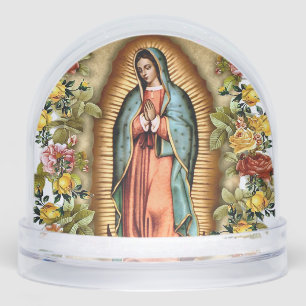 Our Lady of Guadalupe Surrounded by Roses Snowglobe