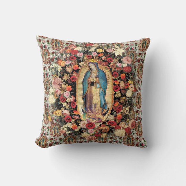 Our Lady of Guadalupe Virgin Mary Catholic Saint  Cushion (Front)