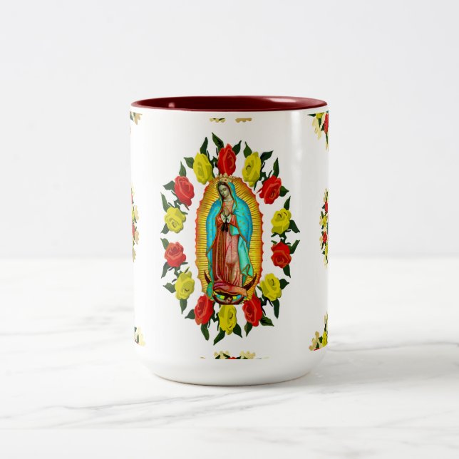 Our Lady of Guadalupe Virgin Mary Catholic Saint  Two-Tone Coffee Mug (Center)