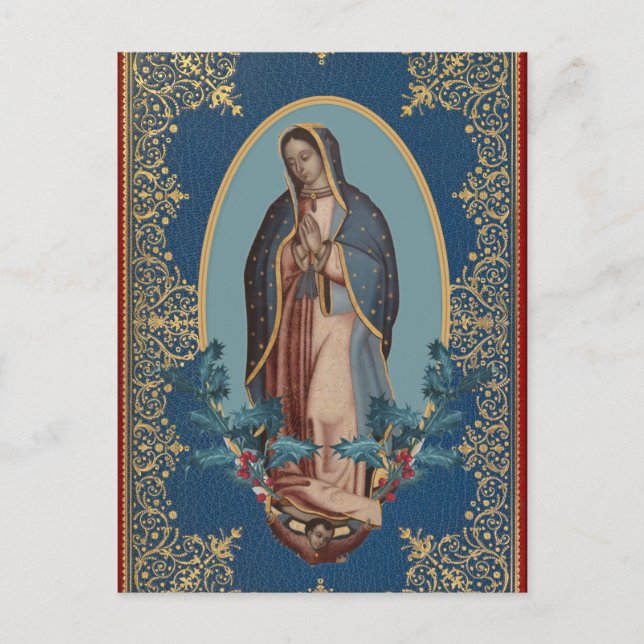 Our Lady of Guadalupe Virgin Mary Feliz Navidad Postcard (Front)