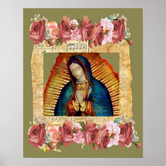 Our Lady of Guadalupe Virgin Mary & Roses Poster (Front)