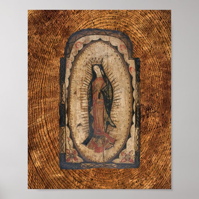 Our Lady of Guadalupe Virgin Mary Wood Look  Poster (Front)