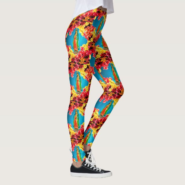 Our Lady of Guadalupe with Colourful Roses Women's Leggings (Right)