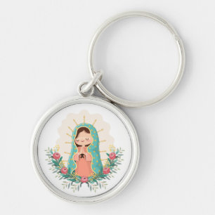 Our Lady of Guadalupe with flowers Kawaii Style Key Ring