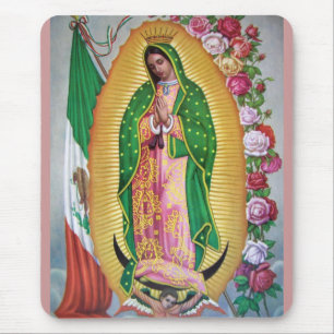 Our Lady of Guadalupe with Mexican Flag Mousepad