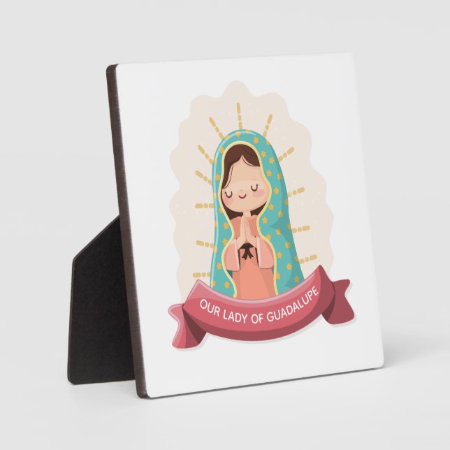 Our Lady of Guadalupe with ribbon Kawaii Style Plaque (Front)