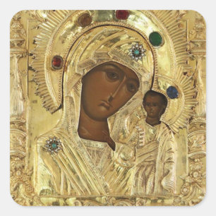 Our Lady of Kazan Orthodox Christian Icon Square Sticker
